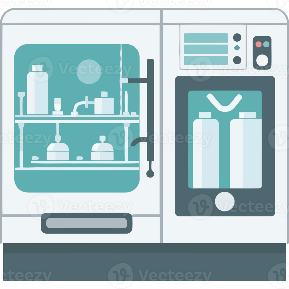 A laboratory machine with a glass door png