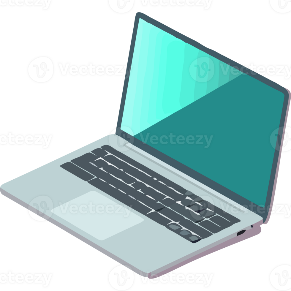 An open laptop computer with a green screen png