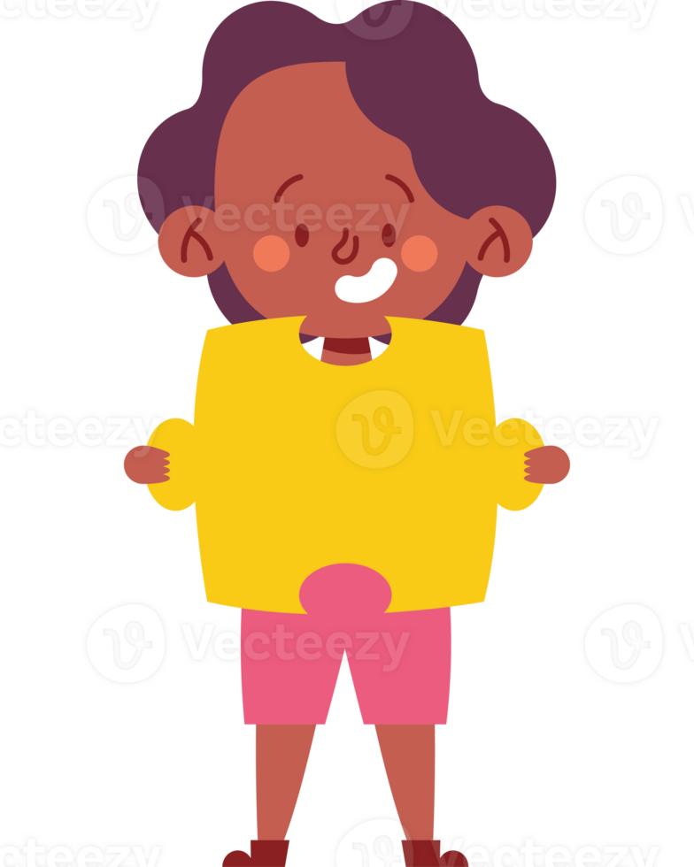 A cartoon girl holding a puzzle piece png