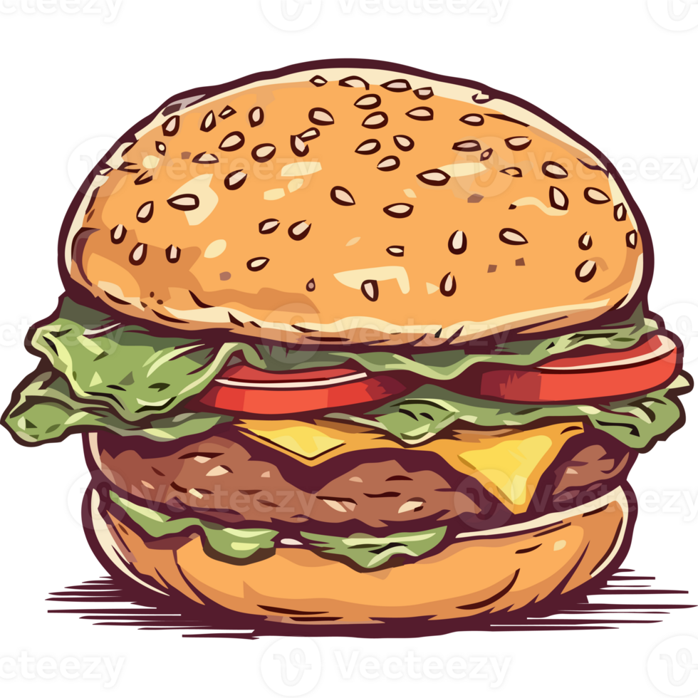 A hamburger with lettuce and cheese on it png
