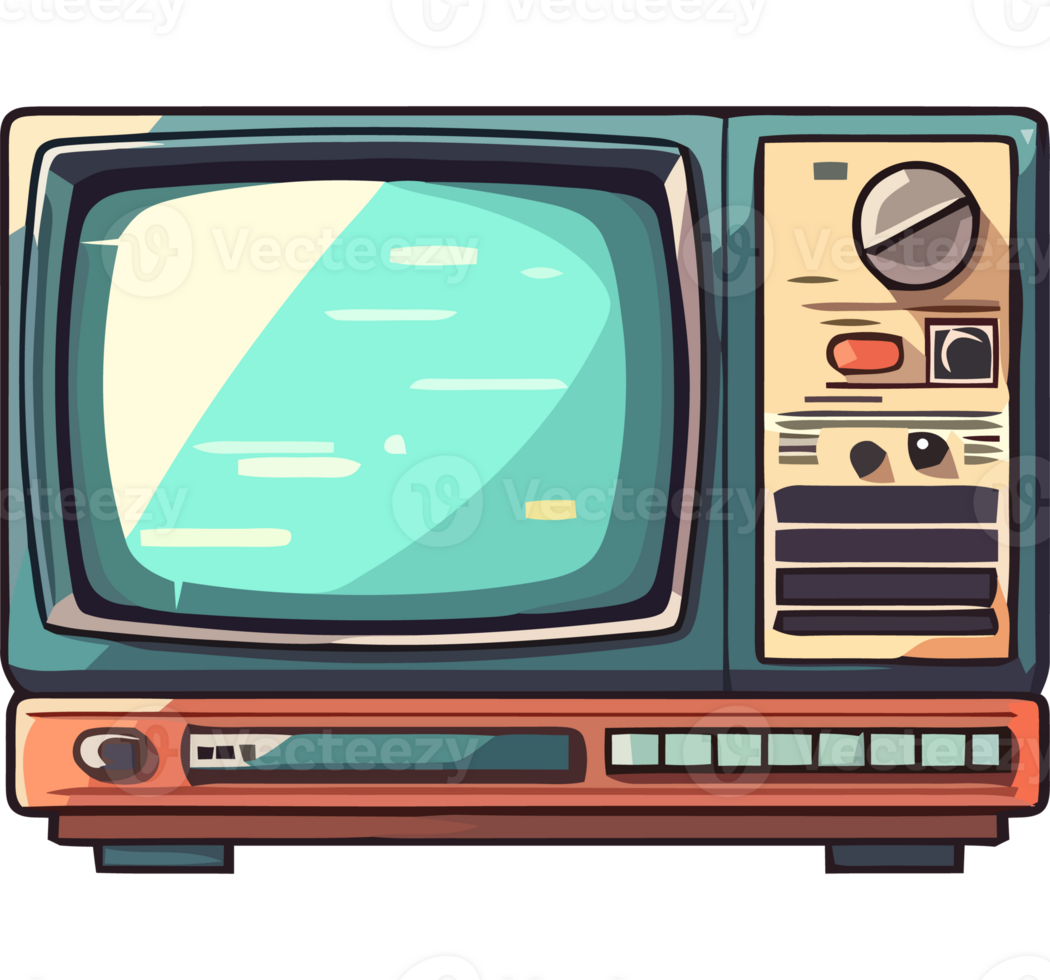 An old television with a screen and buttons png