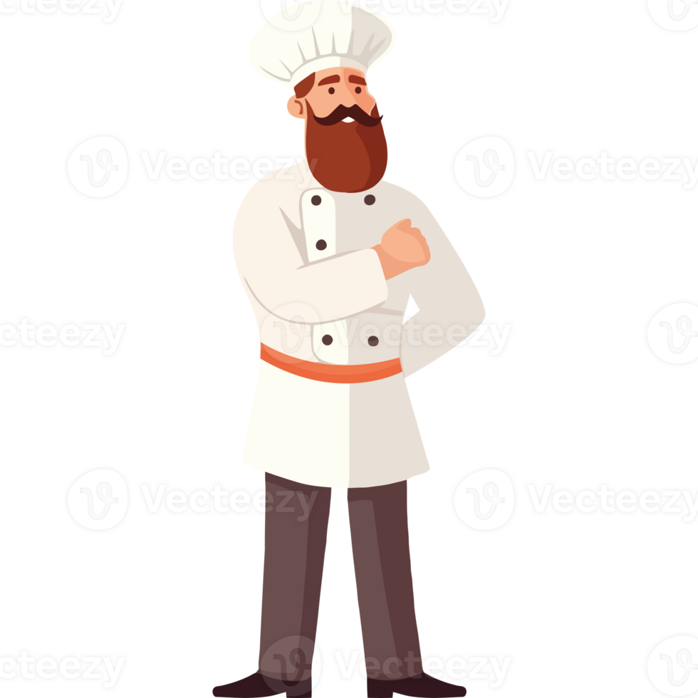 Chef cartoon character with beard and hat png