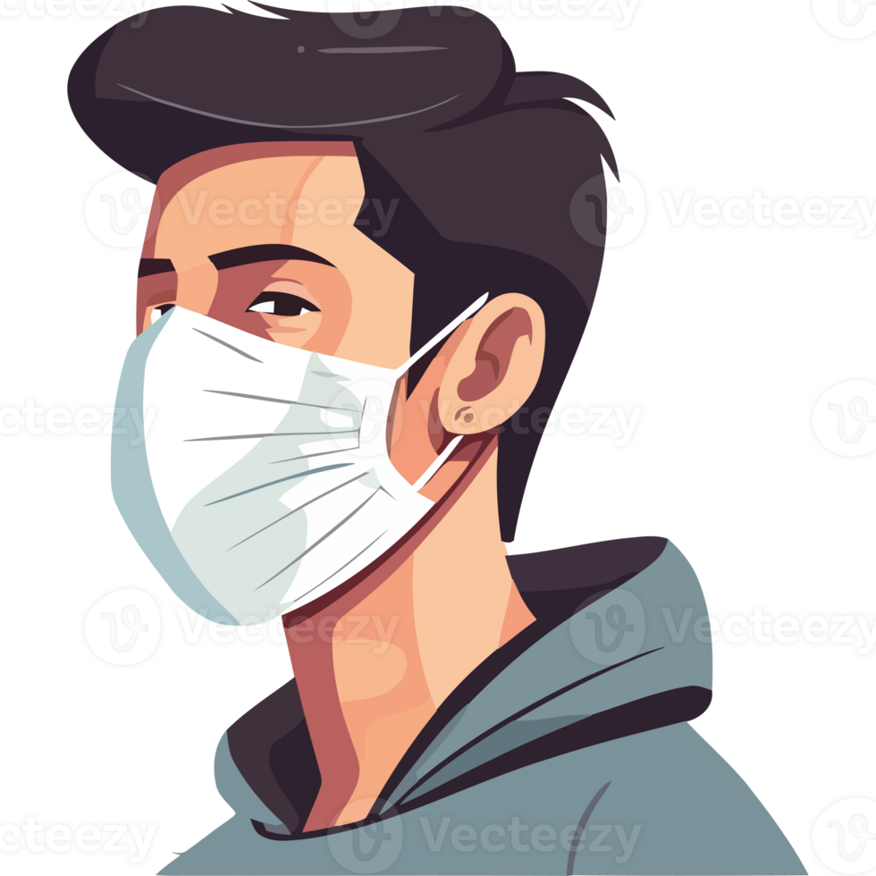 Illustration of man wearing a mask png