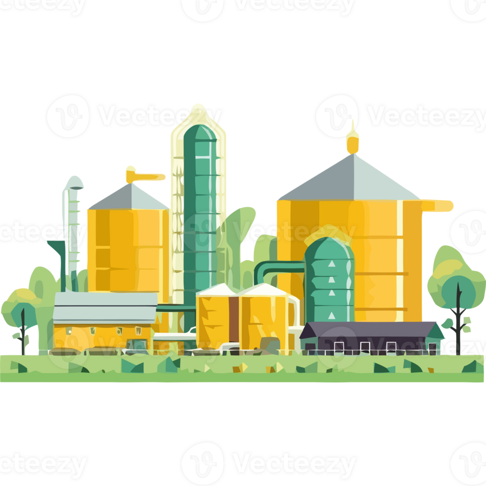 An illustration of a factory with a large tank png