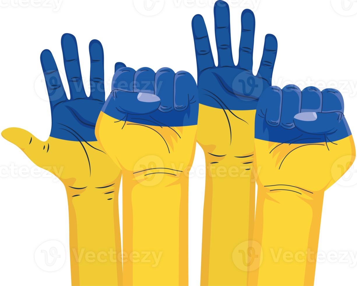 Ukraine hands with the flag of ukraine png