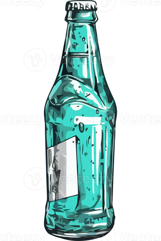 A blue soda bottle with water in it png
