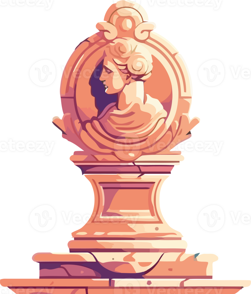 An illustration of a statue on a pedestal png
