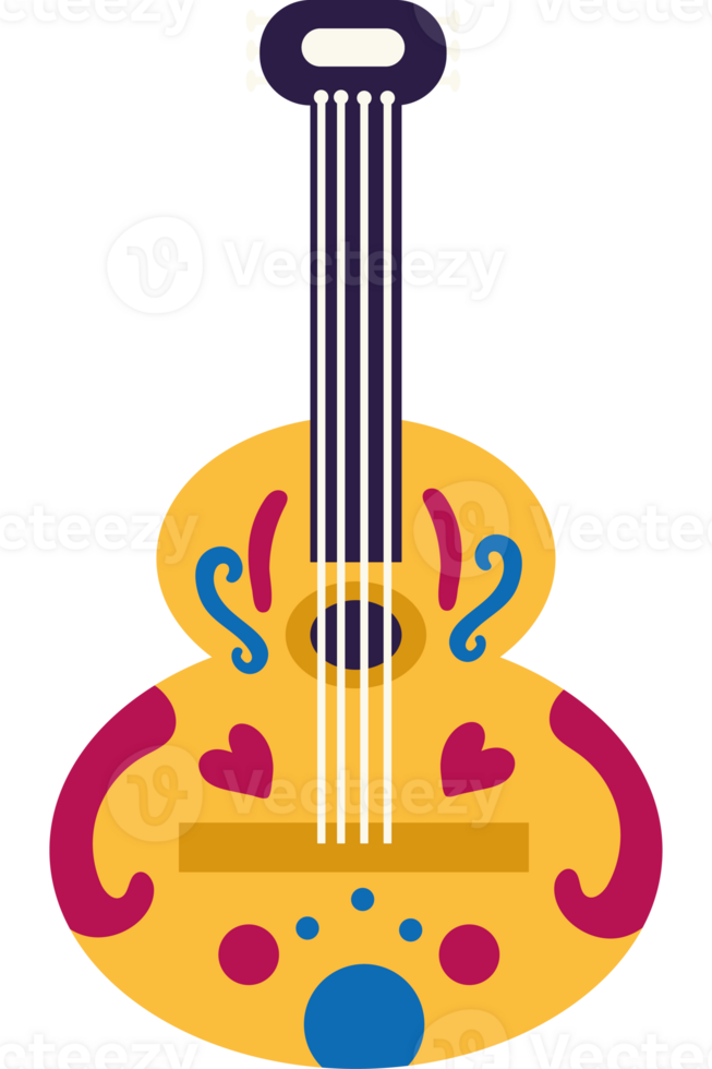 A guitar with a colorful design on it png