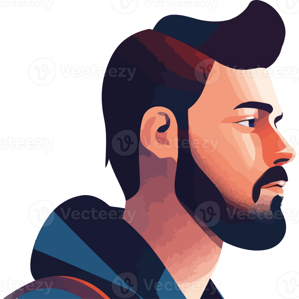 A man with a beard and a backpack png