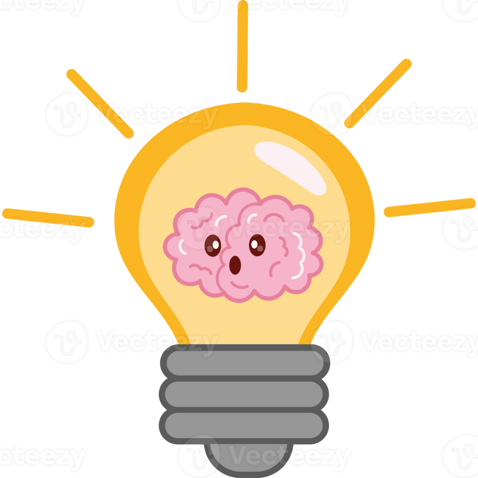 A light bulb with a brain inside png
