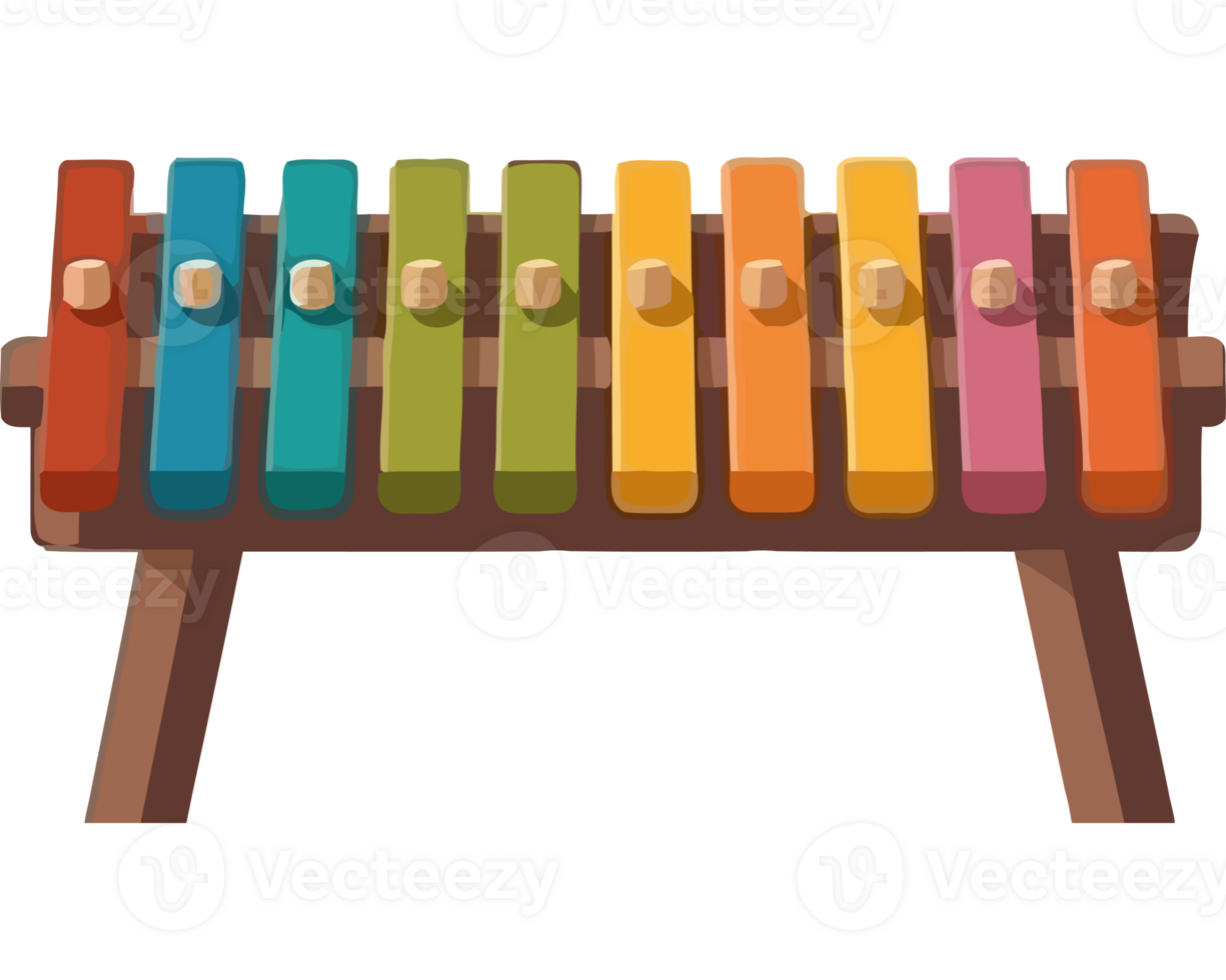 A colorful xylophone with many different colored keys png