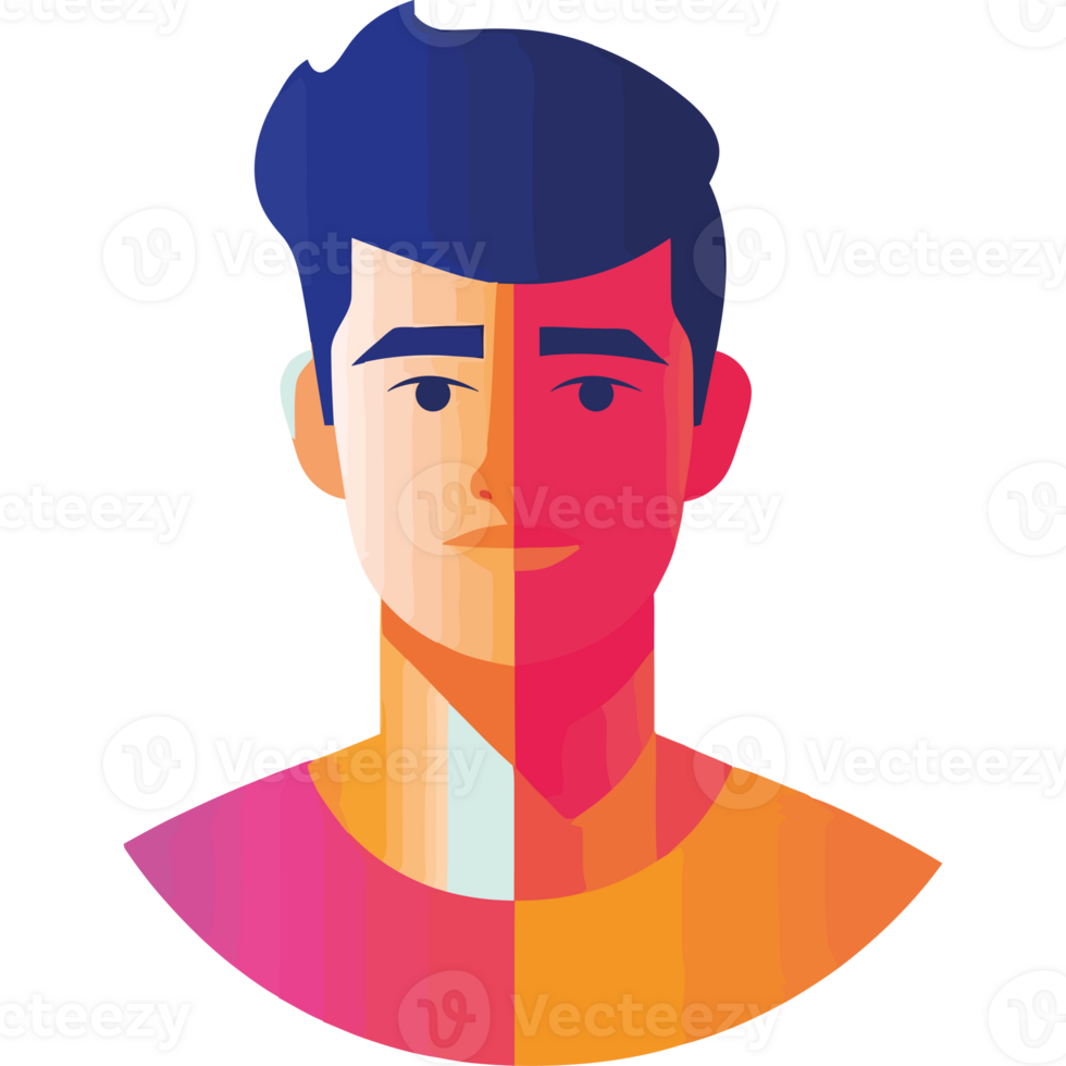 A man with a colorful face and hair png