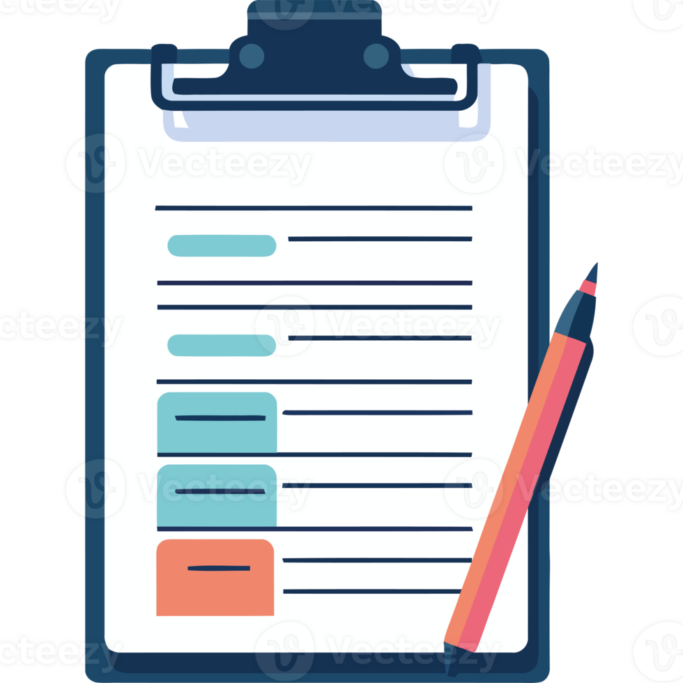 Clipboard with pen and paper png