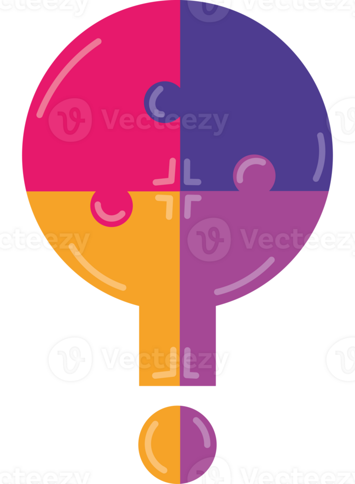 A colorful puzzle piece with a question mark on it png