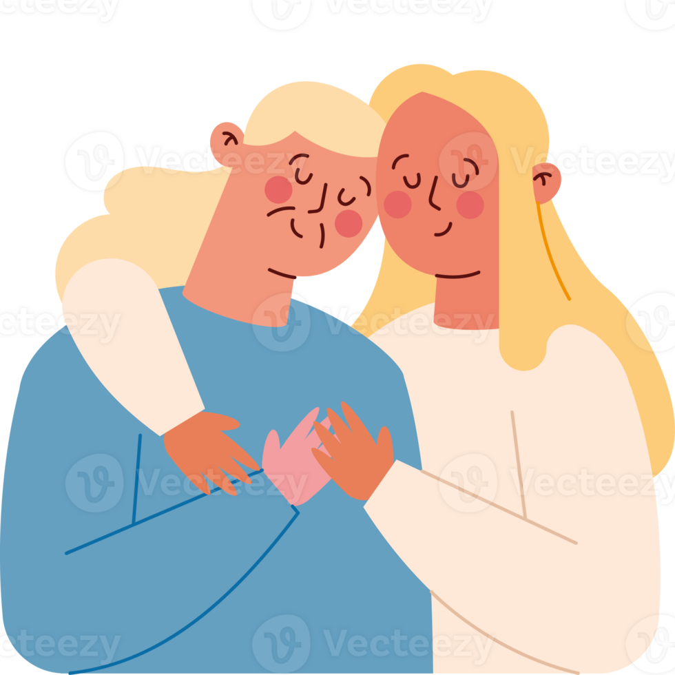 An illustration of two people hugging png