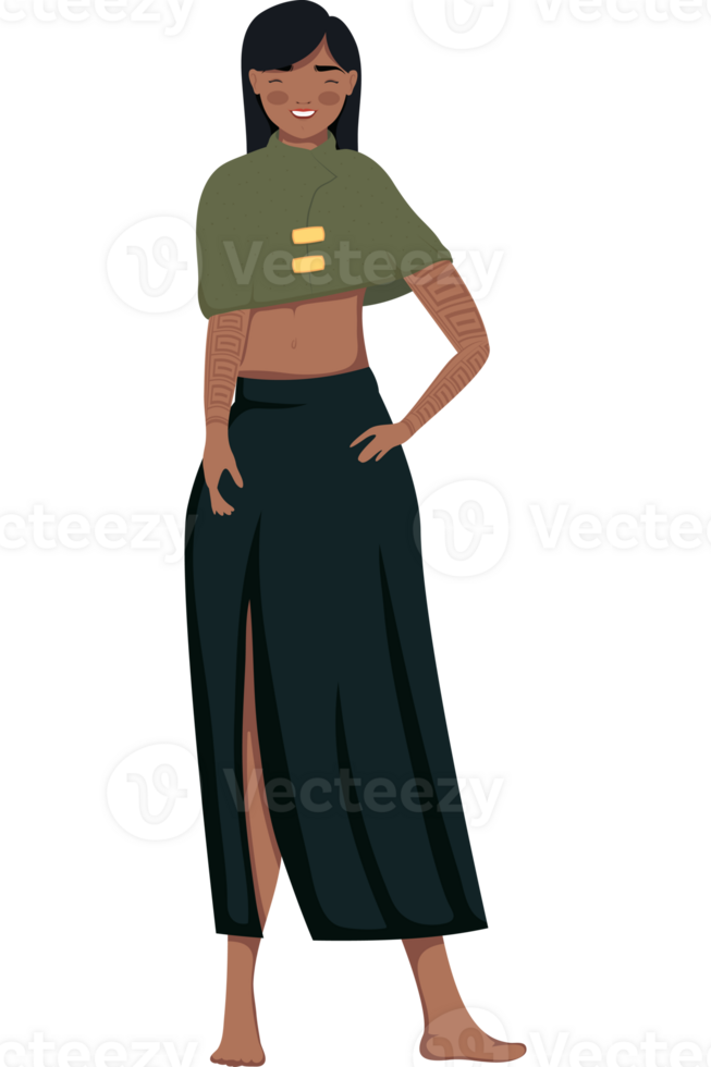 Cartoon woman in a skirt png