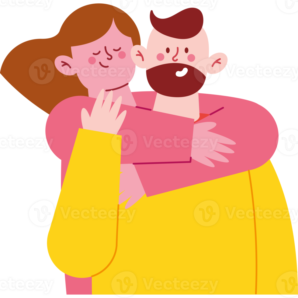 A man and woman hugging each other png