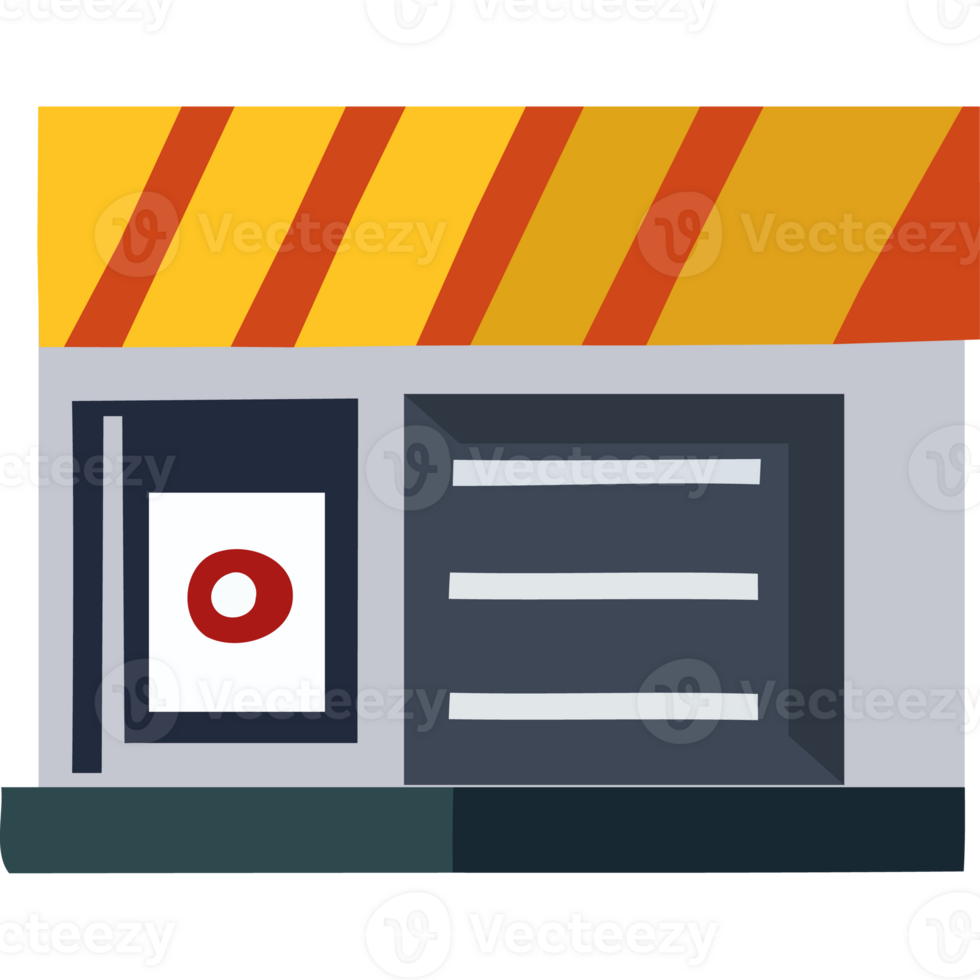 A store with a red sign on the front png