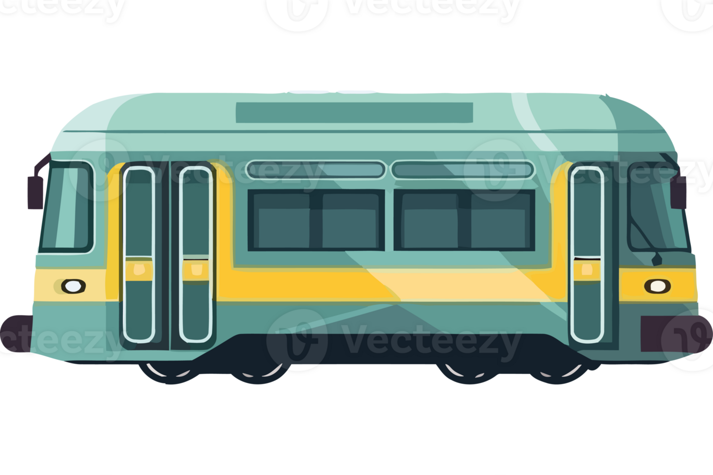 A train is shown in a flat design png