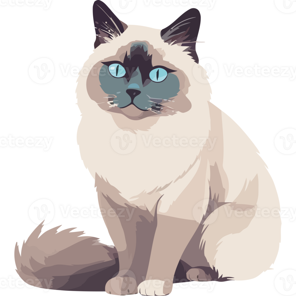A cartoon cat with blue eyes sitting down png