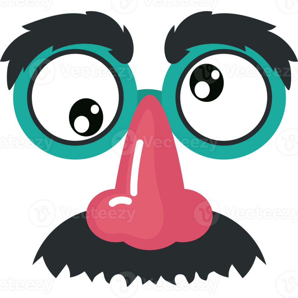 A cartoon face with glasses and a mustache png