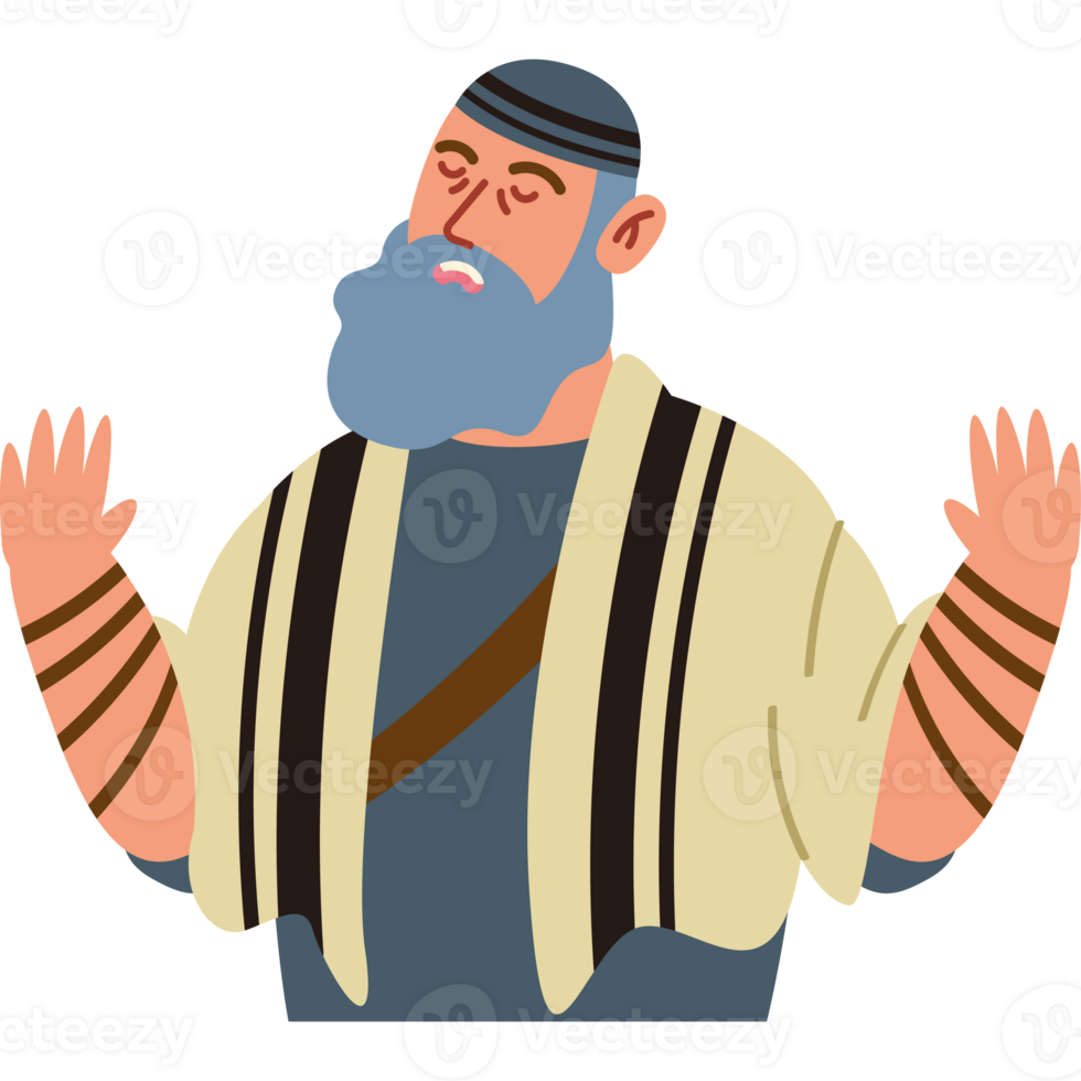 An illustration of a jewish man with a beard and a long beard png