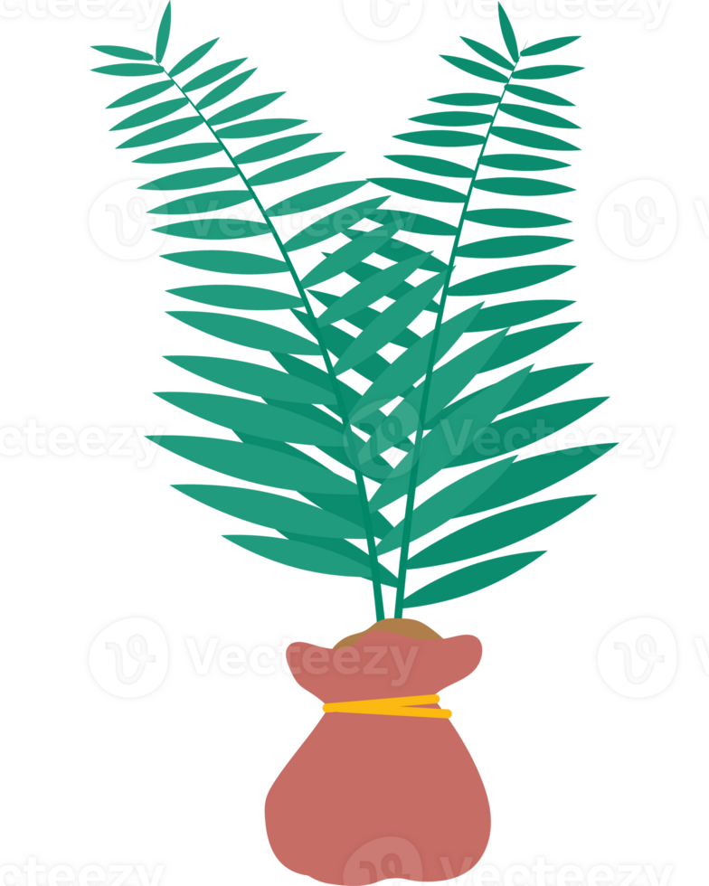 A plant in a bag with a yellow ribbon png