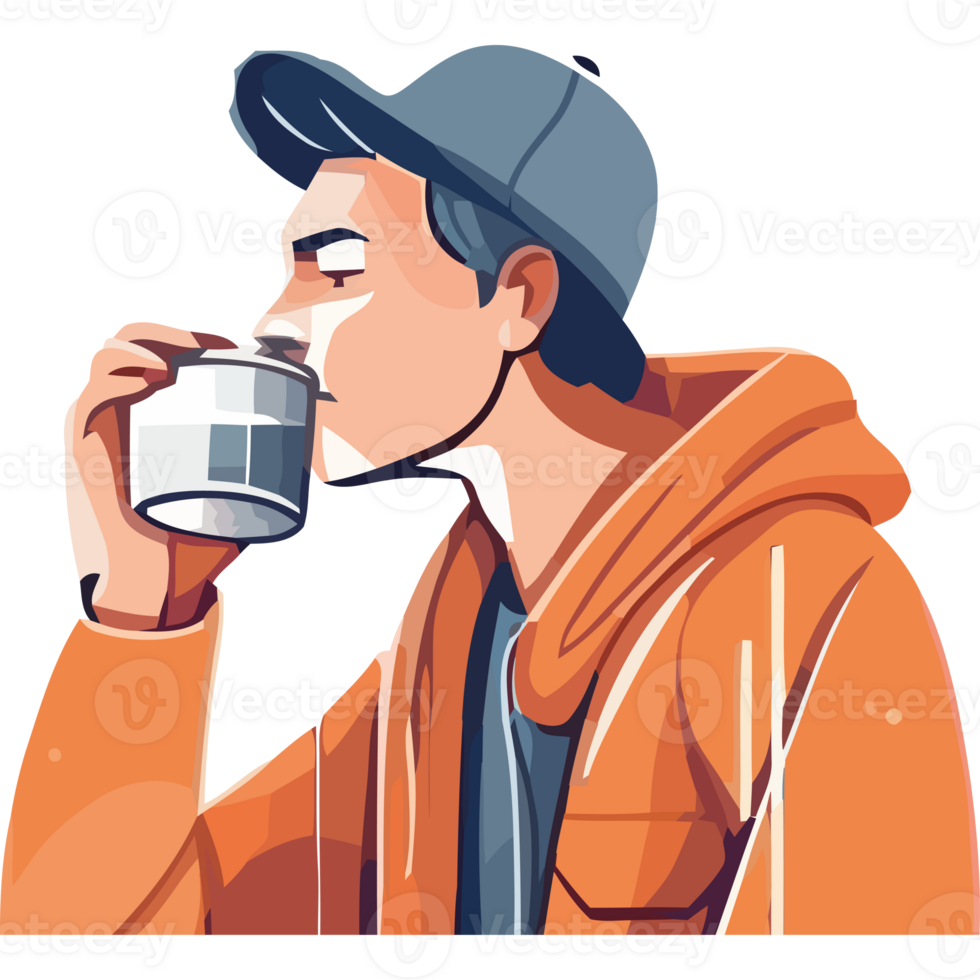A man drinking coffee png