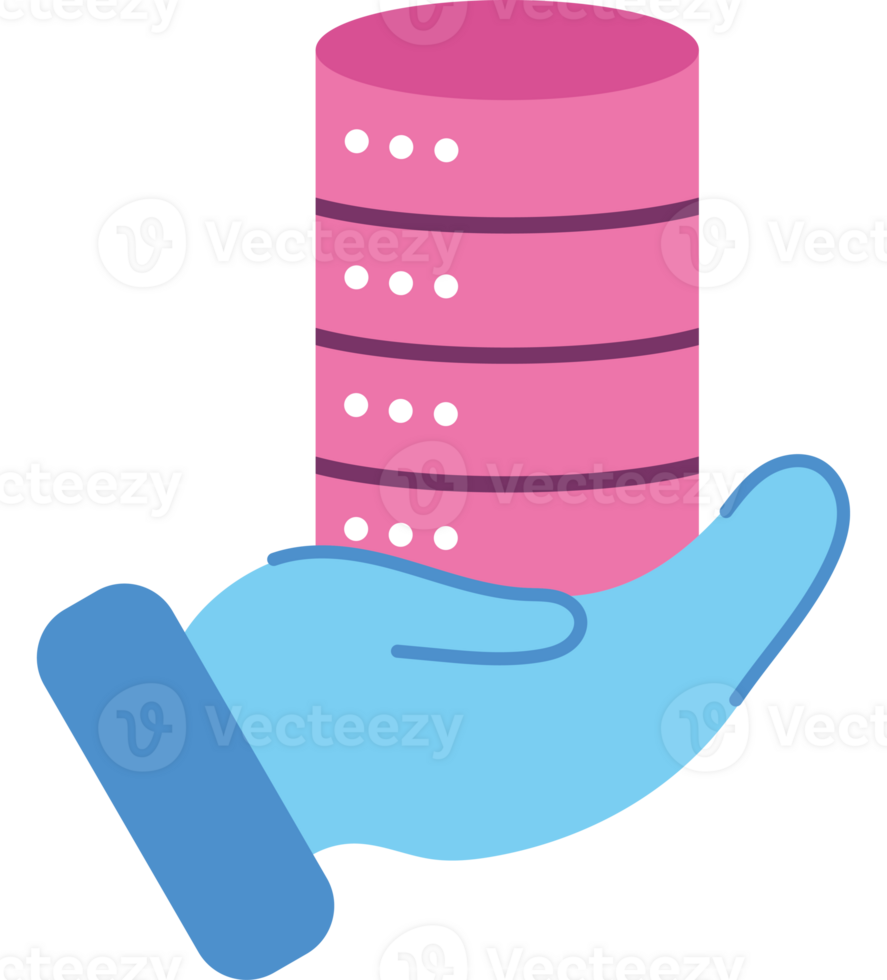 A hand holding a stack of data png