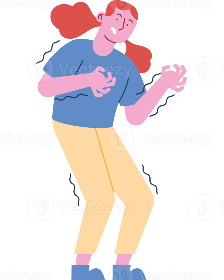 A cartoon woman dancing with her hands outstretched png