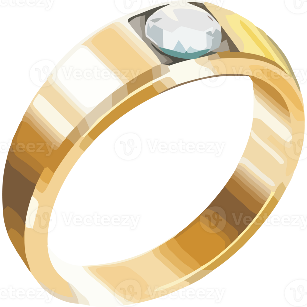 A gold ring with a diamond on it png
