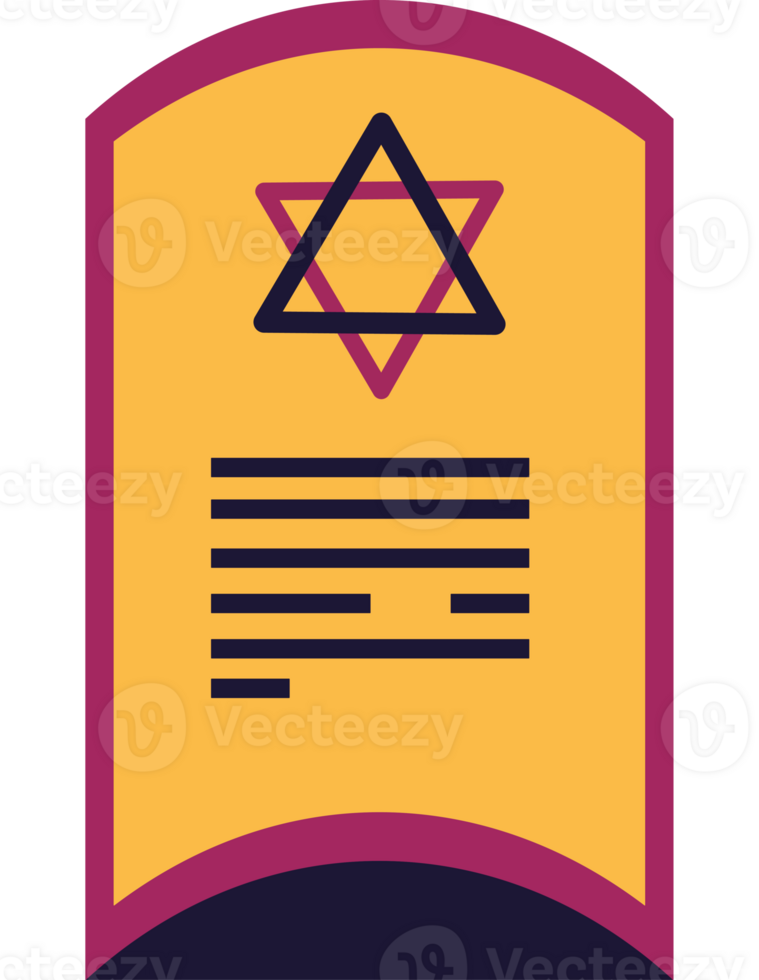 A yellow and purple document with a star of david on it png