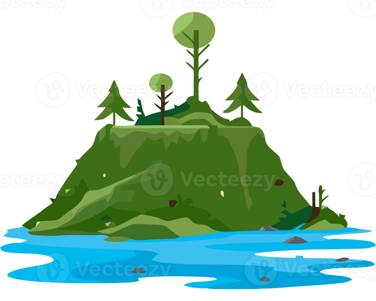 An island with trees and water in the middle png