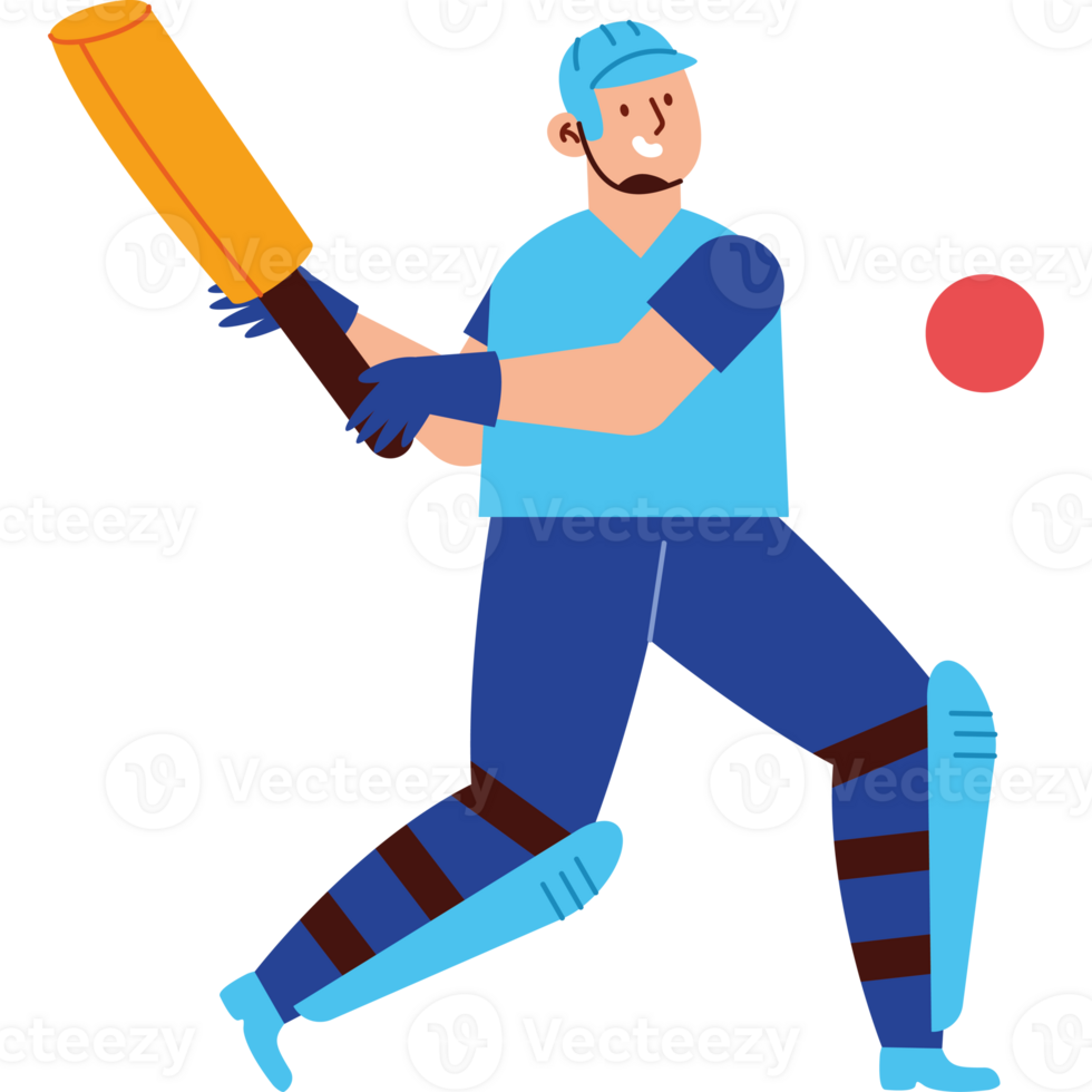 Cricket player with bat and ball png