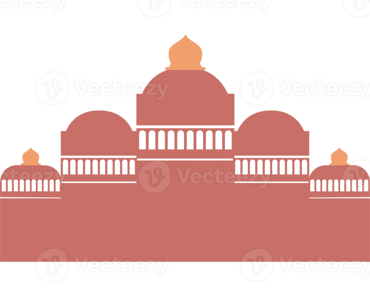 A pink building with three domes png