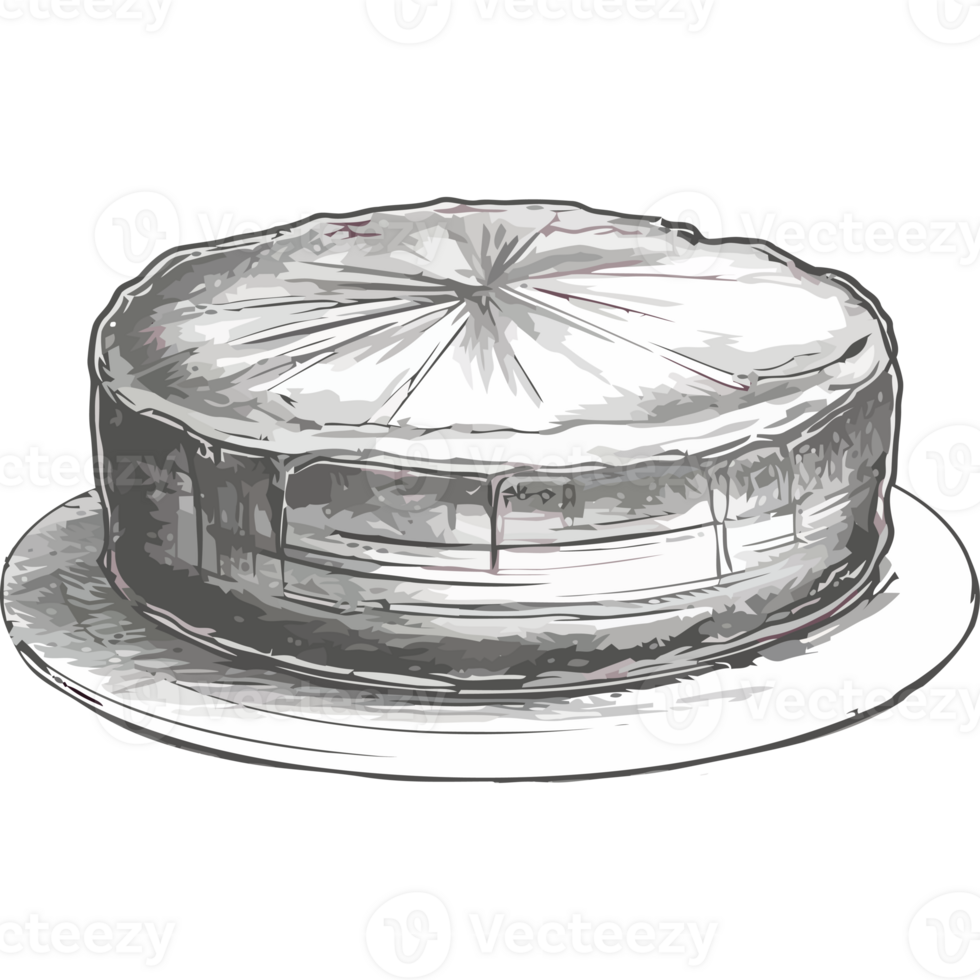 A drawing of a cake on a plate png