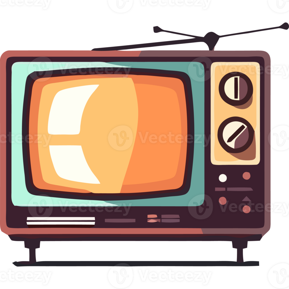 An old television with a remote control and a remote control png