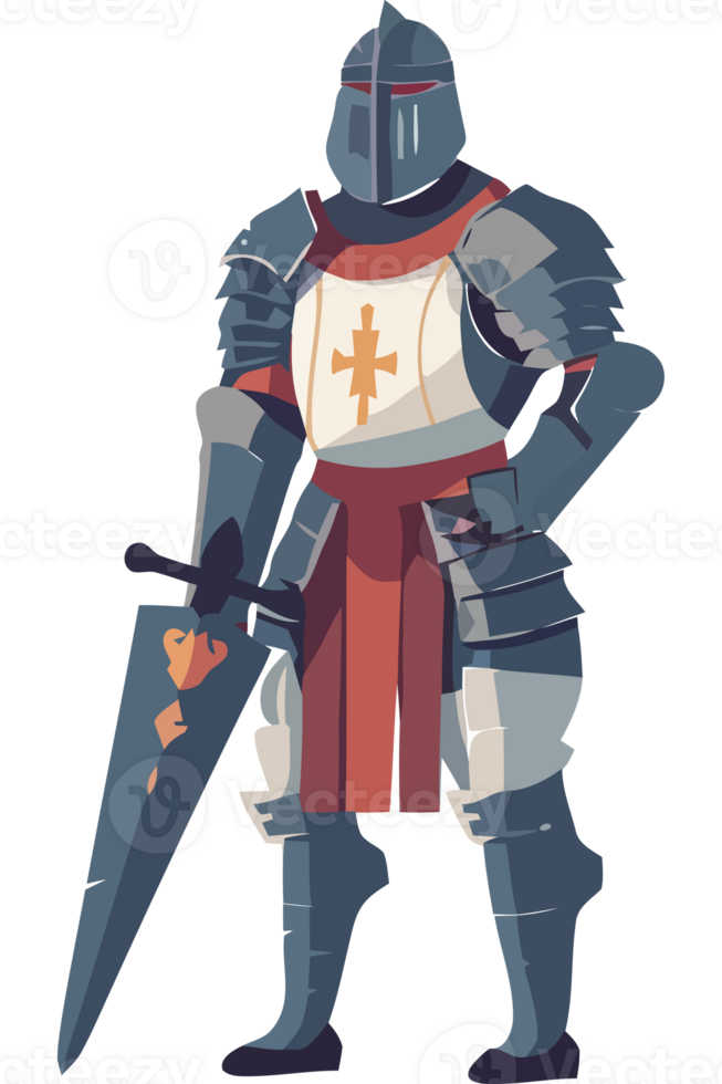 A knight in armor standing with his sword png