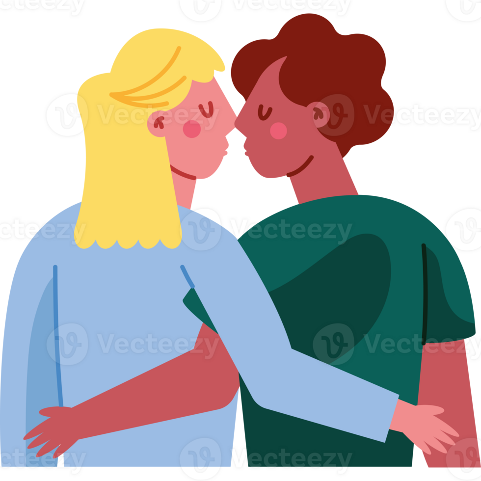 Two people are hugging and kissing each other png