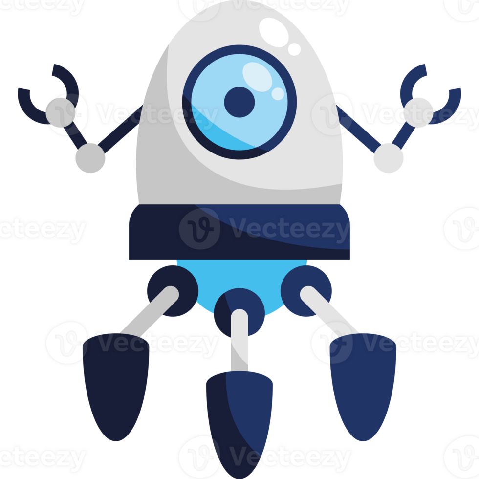 A robot with blue eyes and a big head png