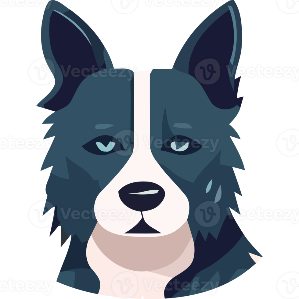 A cartoon dog with a blue and white face png
