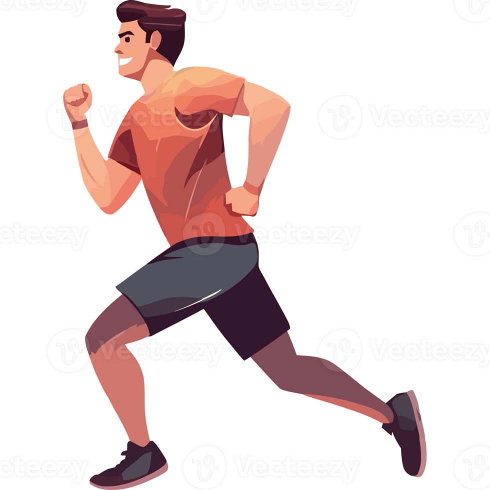 A man is running in a cartoon style png