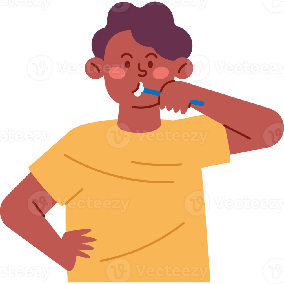 A man brushing his teeth with a toothbrush png