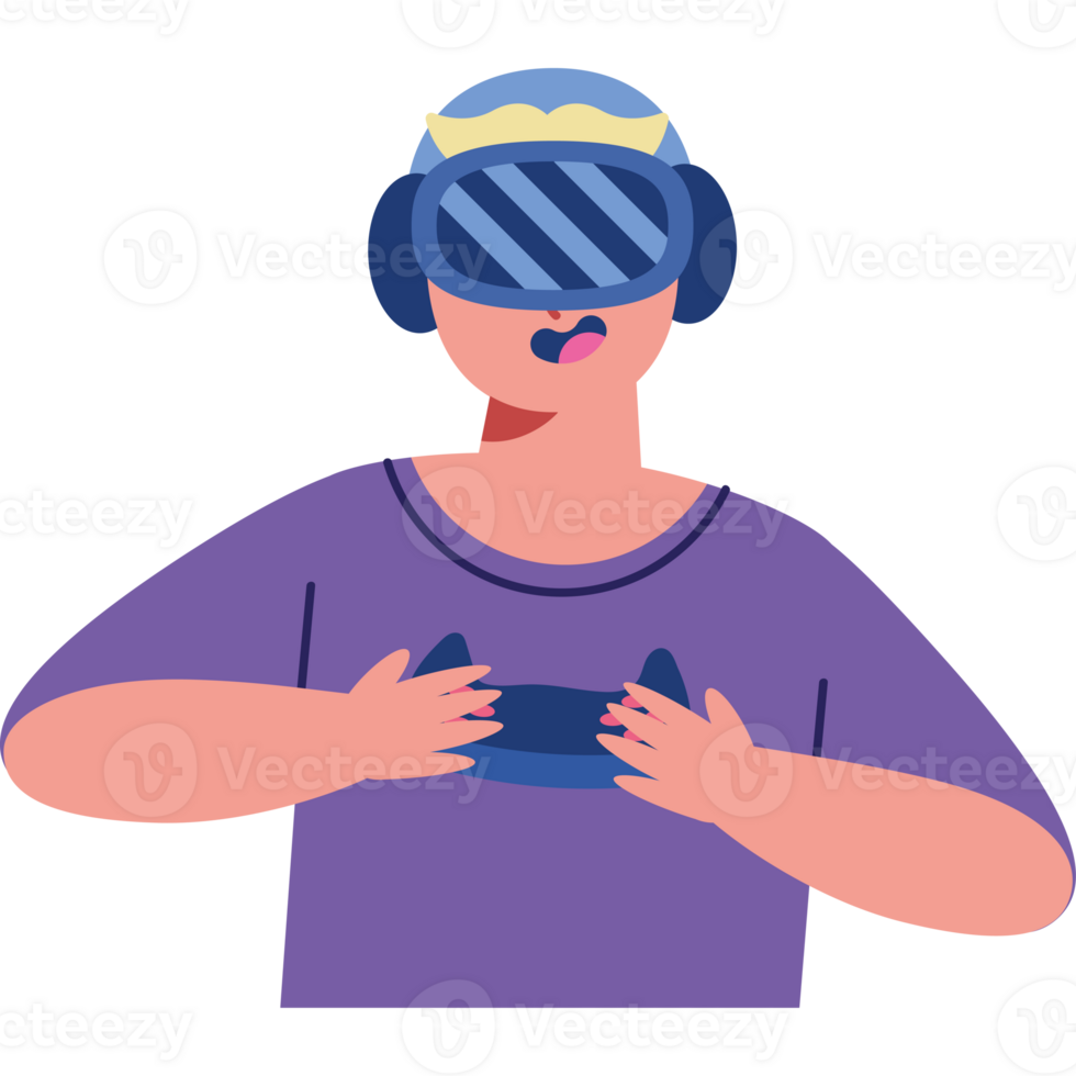A person wearing a virtual reality headset png