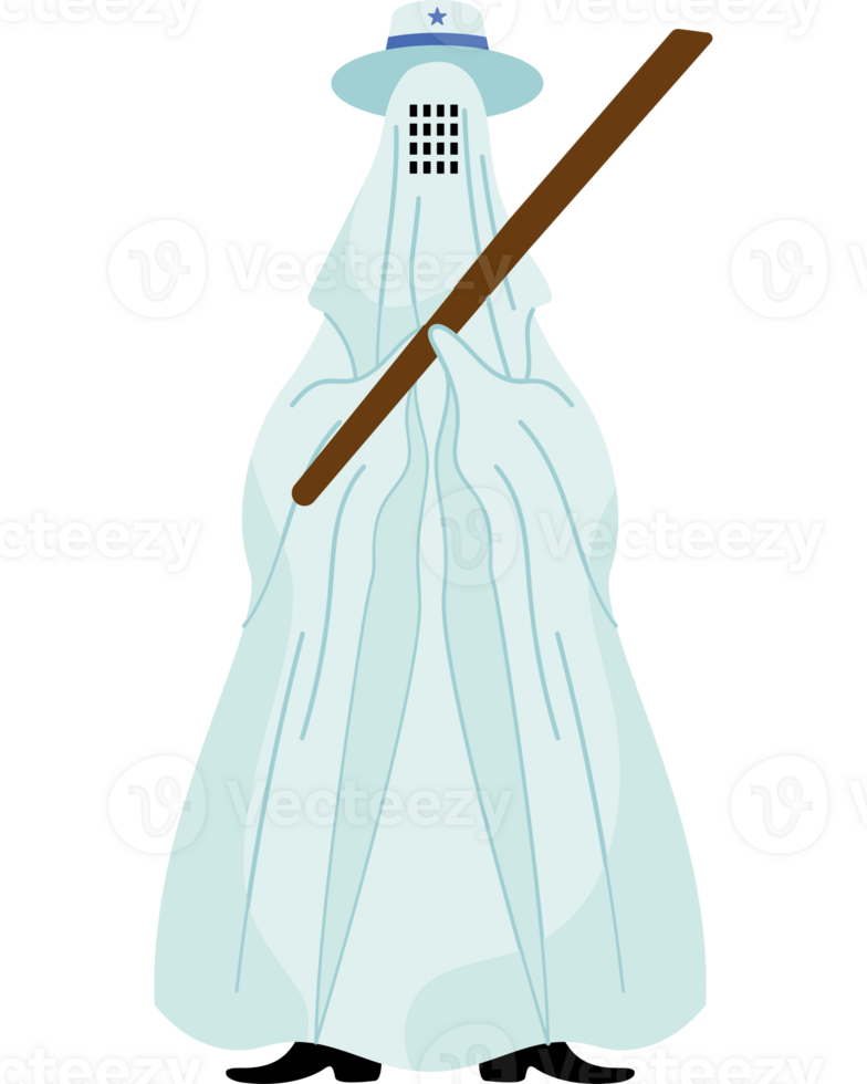A ghost with a stick and a hat png