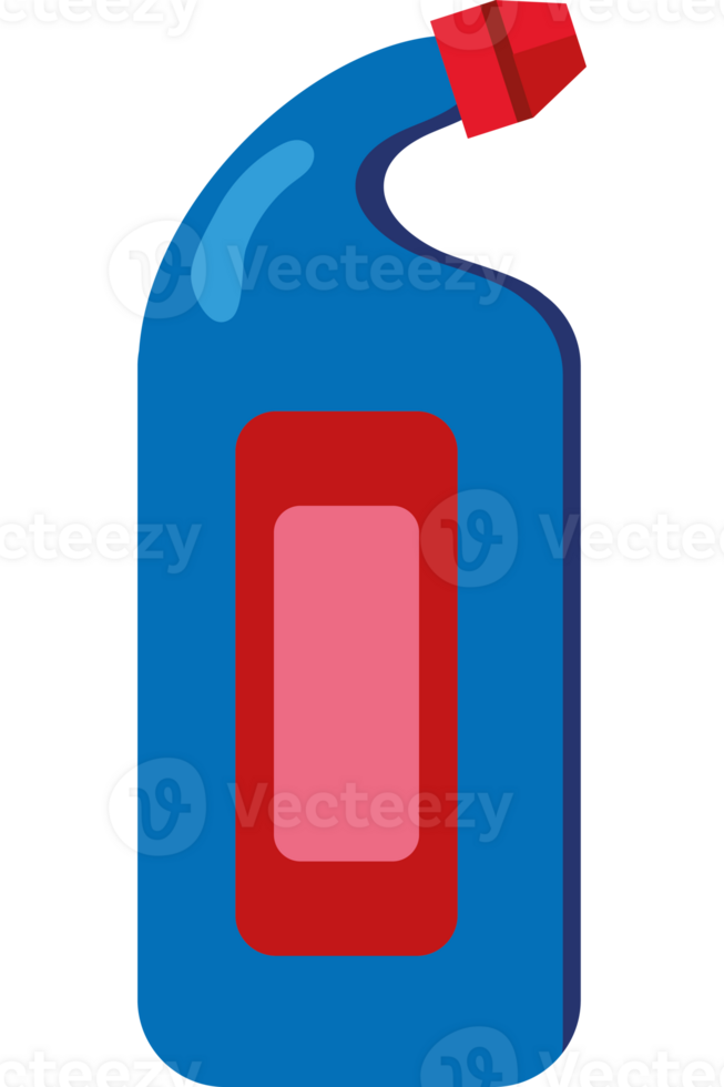A blue plastic bottle with a red cap png