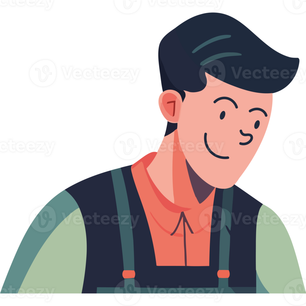 A man in overalls with a smile on his face png