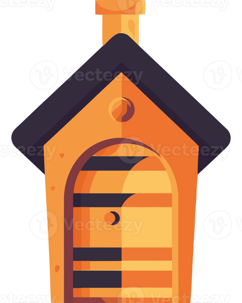 A bee house with a door and a window png