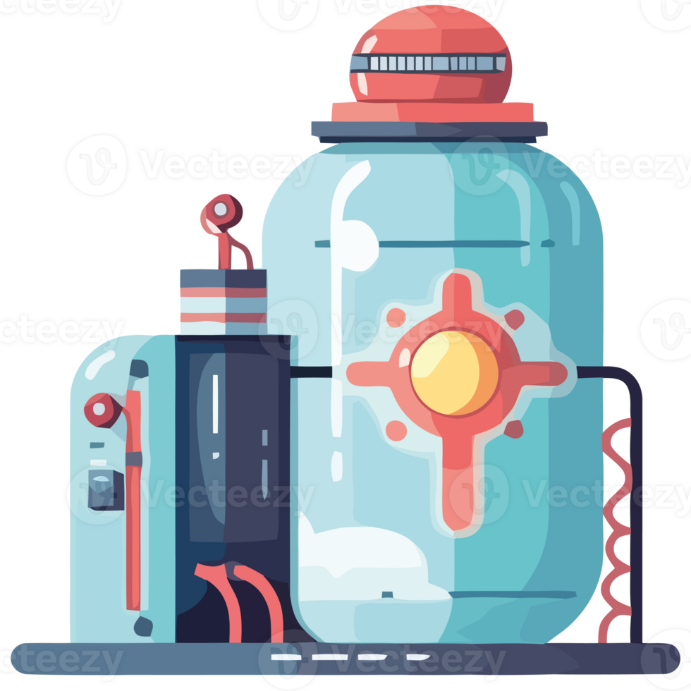 A cartoon illustration of a large blue and red container png