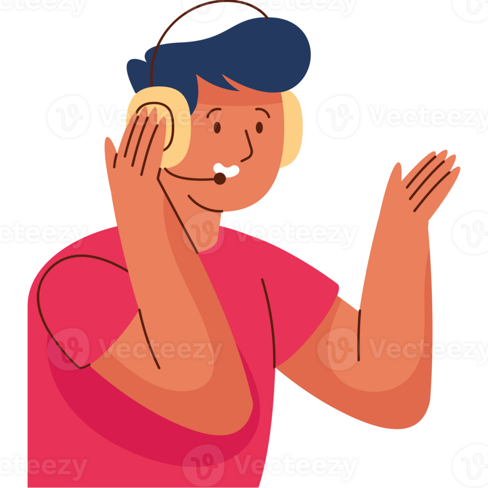 A man wearing headphones and a headset png